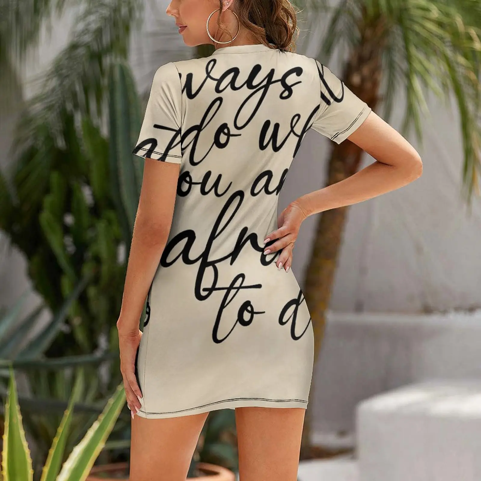 Always do what you are afraid to do, Ralph Waldo Emerson Quote, Literature Typography Print, Vintage Short Sleeved Dress