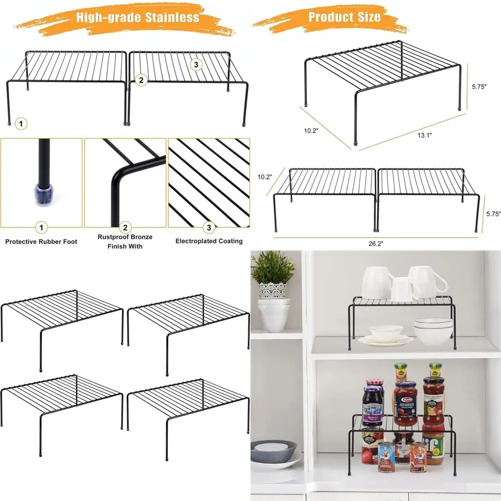 

Набор кухонных стоек из 4 предметов, 13,1x10,2 дюйма, пластиковые ножки, средний размер, сталь, устойчивый к ржавчине, черный