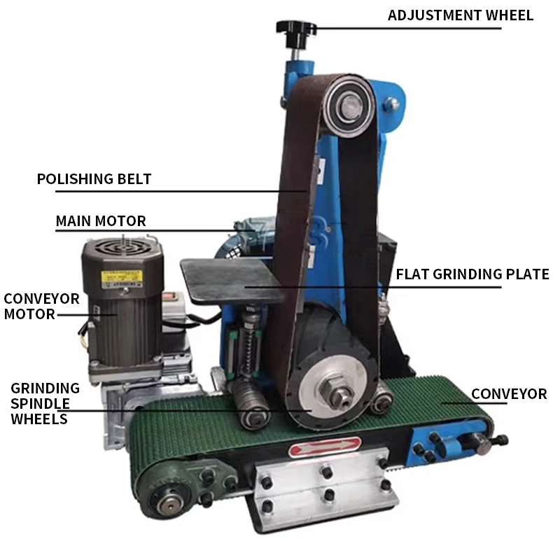 Fully automatic surface polishing machine, small desktop metal abrasive belt grinding and rust removal, stainless steel plate