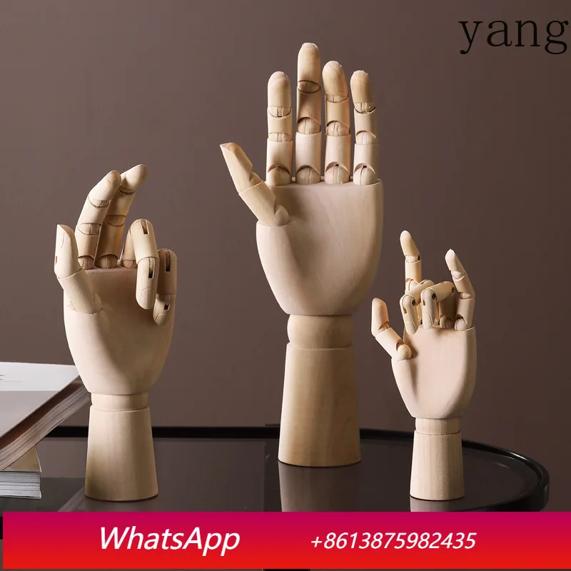 YJQ Modern Simple Wooden Puppet Hand Ornament Crafts Creative Model House Office Home Furnishing