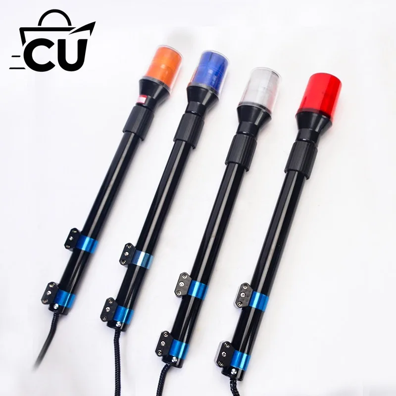 Outdoor Patrol Electric Vehicle Motorcycle Rear Pole Light LED Warning 12V Long Pole Red Blue  Flashing Warning Light