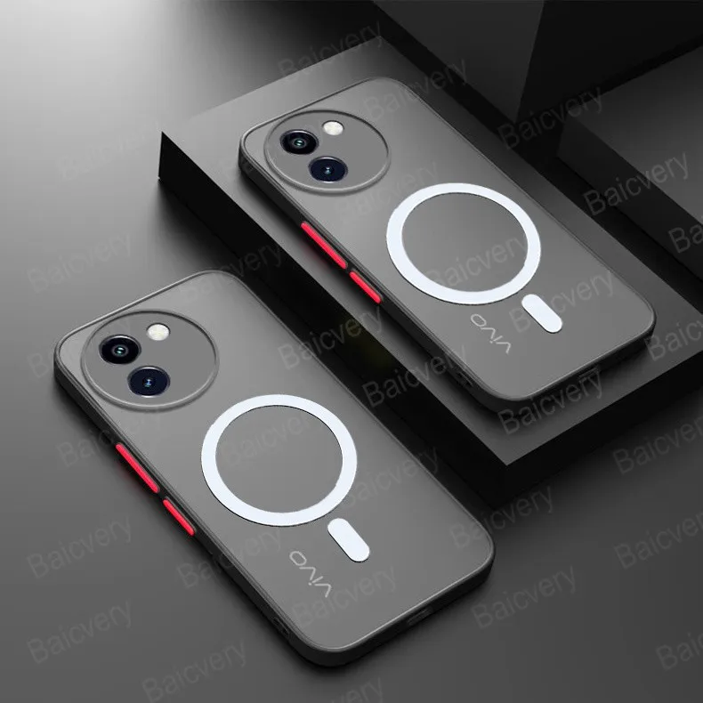 for VIVO V30E 5G V2340 V2339 Case Capa With Ring Iron Sheet Magnetic Sticker Anti-Drop Shell Matte Full Protective Back Cover