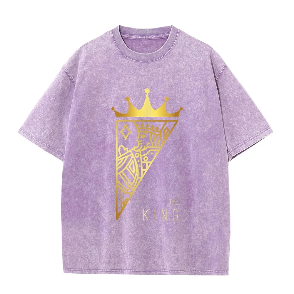The King Card Funny Cute Couple Lover Gift T-Shirt Graphic T Shirts Tops Autumn Big Tall Tee Unisex Cotton Printed Humor Shirt