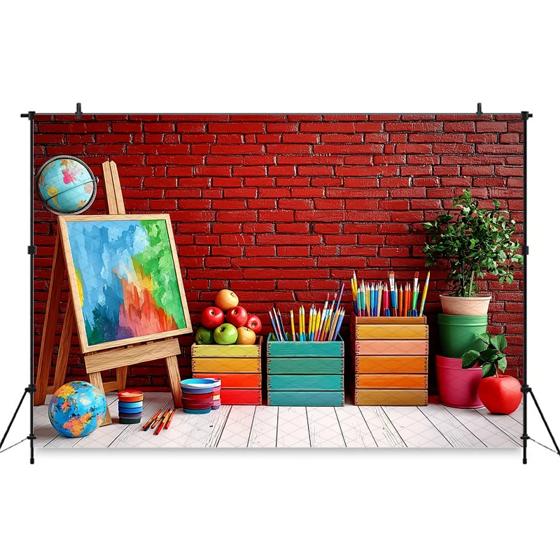 Mocsicka Baby Painting Photography Background Color Drawing Board Graffiti Brick Wall Decor School Student Child Photo Backdrops
