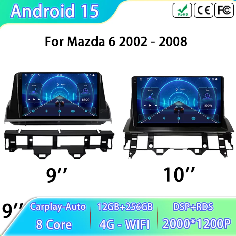 

9/10 inch WIFI 4G Head Unit For Mazda 6 2002 - 2008 Android Auto Car Radio Multimedia Video Player Stereo GPS Navigation No 2din