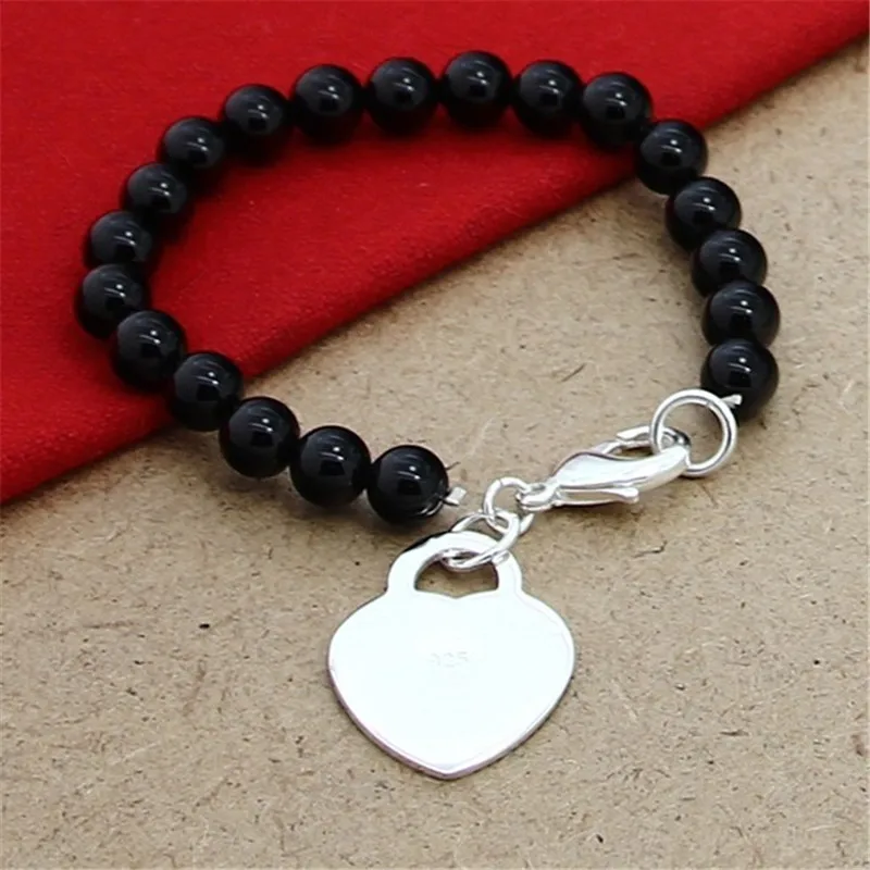 

Fashion 925 Sterling Silver Heart Pendant Bracelet for Women Christmas Valentine Banquet Charm Jewelry Party Gifts