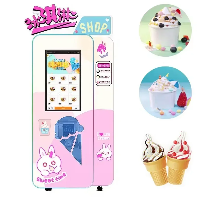 Automatic Ice Cream Makers New Product 24-Hour Self-Service Smart Ice Cream Machine Touch Screen Soft Ice Cream Vending Machine