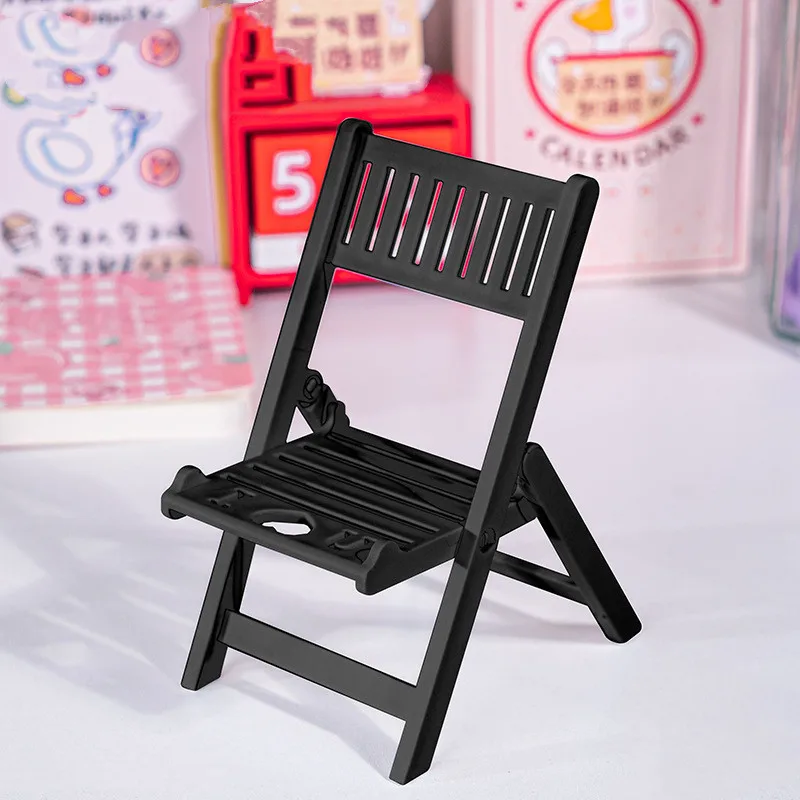 Foldable Macaron Phone Holder Plastic Cellphone Stand Multi-functional Desk Decor Chair Shape Portable Cell Phone Bracket