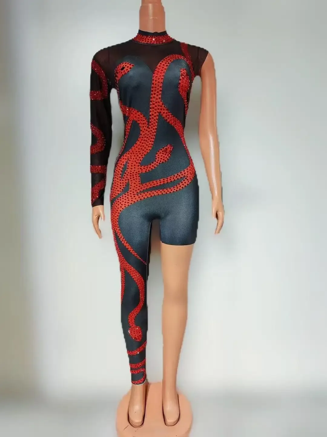 Sexy Birthday Celebrate Event Photo Shoot Wear Singer Dancer Performance Show Gowns Costume Sparkly Rhinestones Jumpsuit