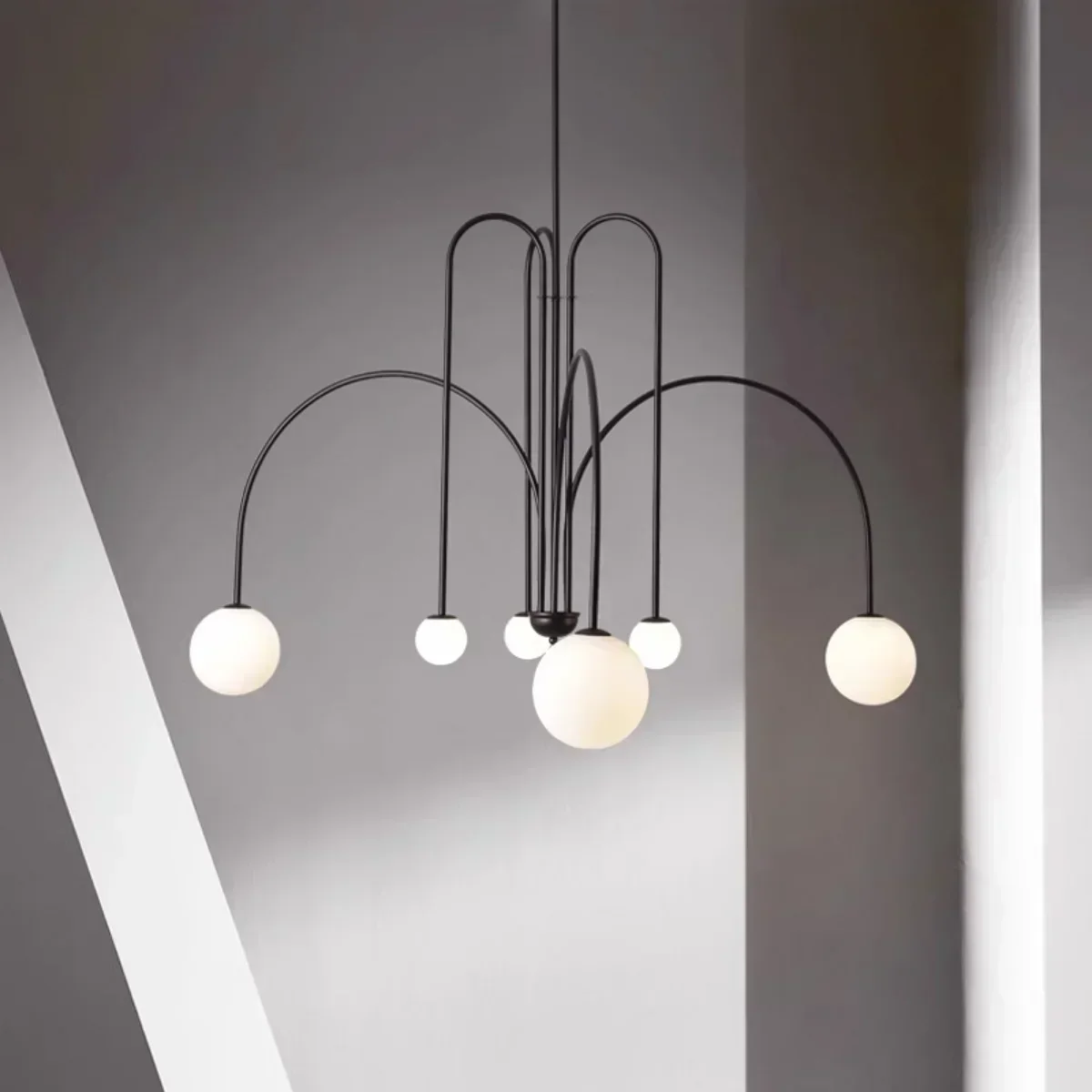 Nordic Led Iron Ceiling Chandelier Retro Bar Kitchen Pendant Lights Living Dining Room Kitchen Lighting Minimalist Line Lustre