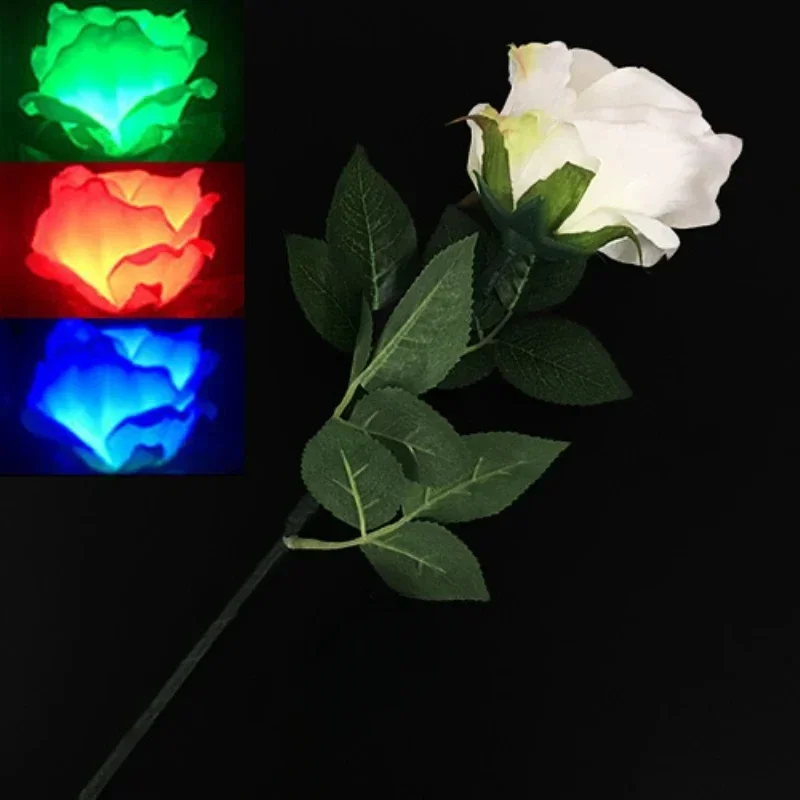 3 Colors Super Light Rose LED Light Rechargeable Stage Magic Trick Magia Magie Magica Magicians Prop Accessory Illusion Gimmick