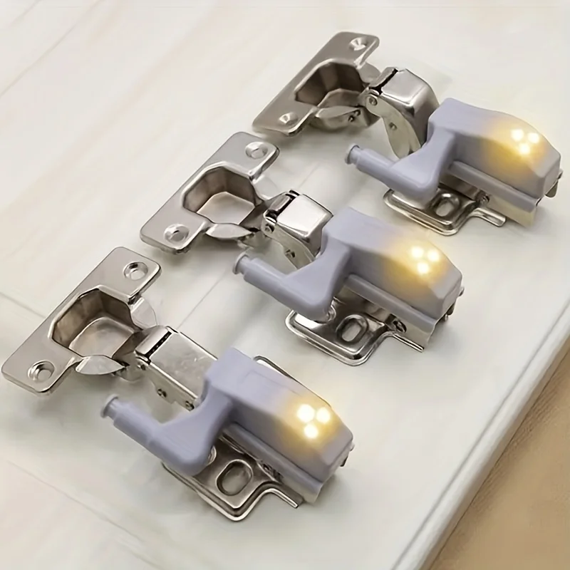 10-Pack Home Cabinet Door Hinge Light, Automatically Turns On When Opened, Powered by Dry Batteries, Plastic Design, Warm White