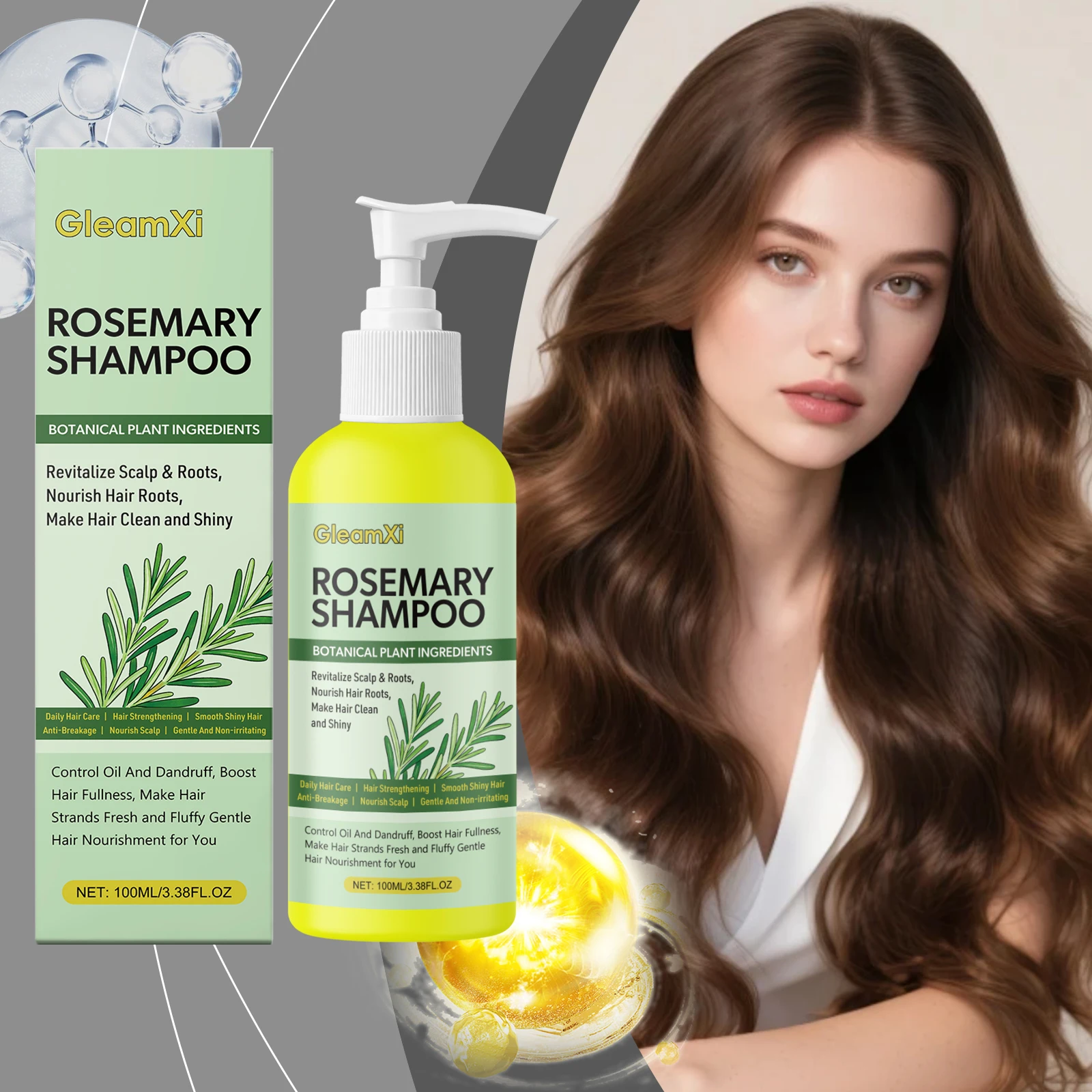 Rosemary Shampoo Set - Gentle and Skin-Friendly, Cleanses Scalp and roots, Smooths Ends, and Leaves Hair Voluminous and Silky