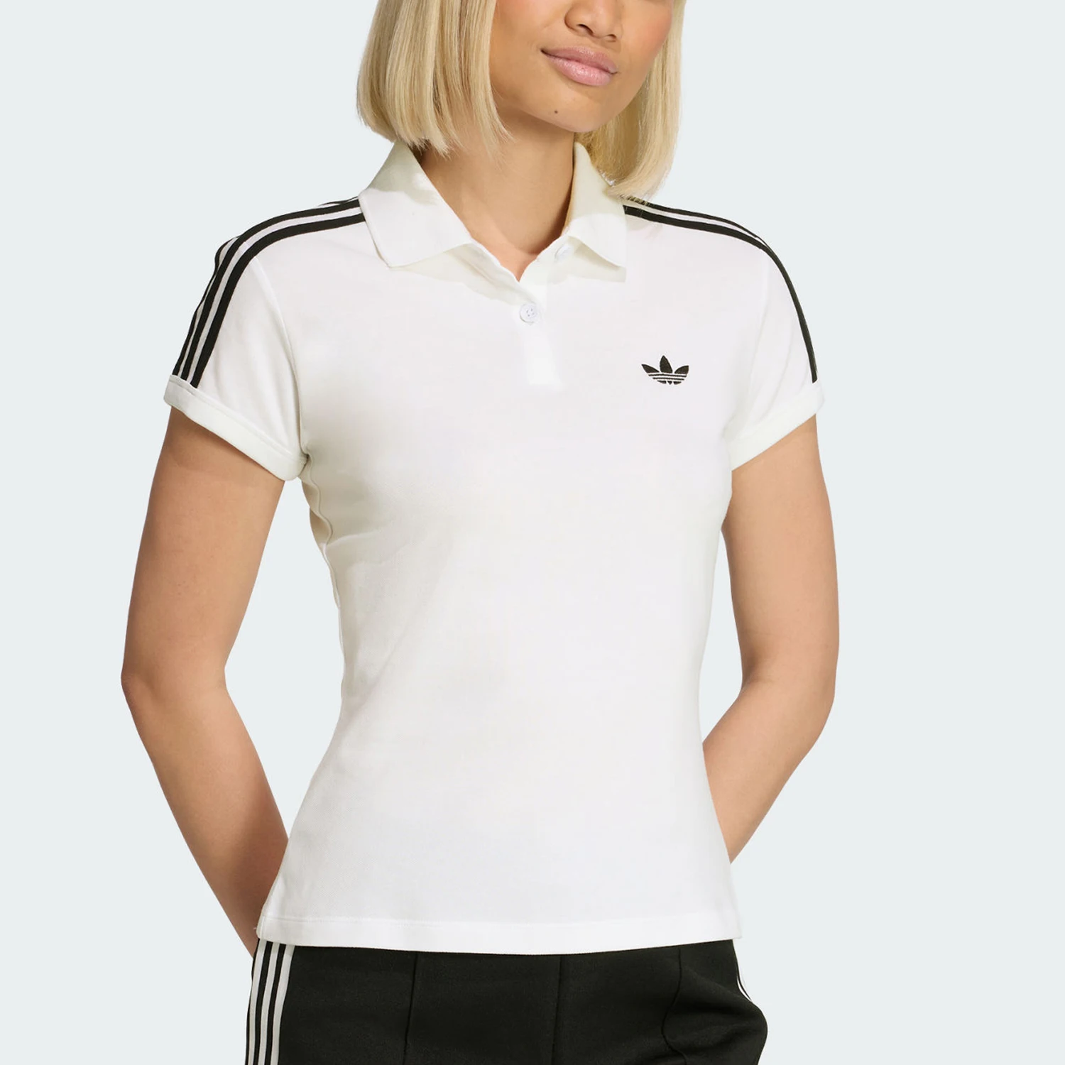 Adidas genuine clover women's three stripe skin friendly fashion polo shirt KD3697