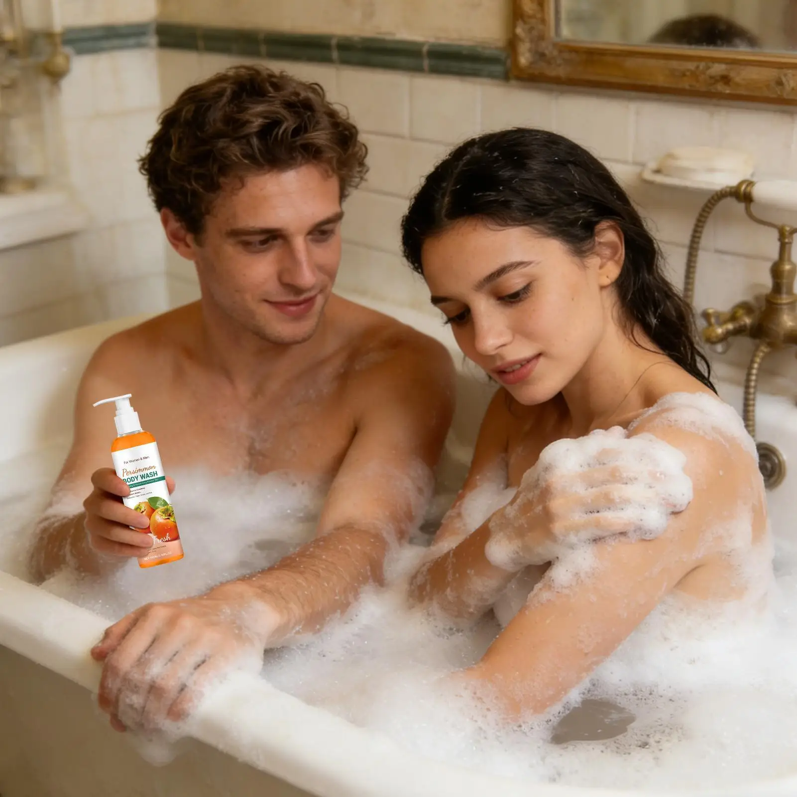 Natural Persimmon Body Wash 100ml Deodorizing Purifying Age-Related Odor Remover For Seniors, Men Women Adults, Daily Home