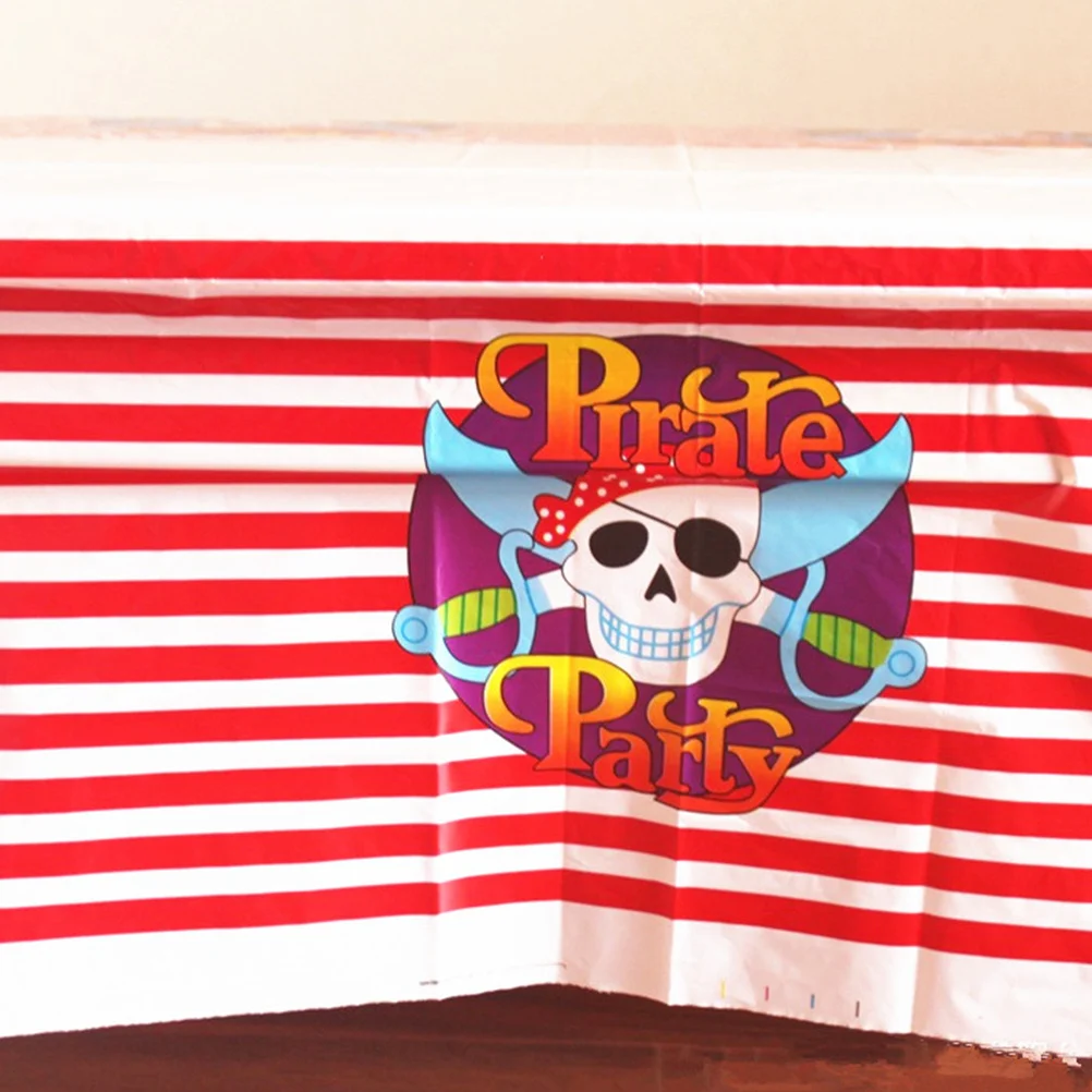 مفرش طاولة بلاستيكي على شكل قرصان، أغطية طاولات حفلات للاستعمال مرة واحدة باللون الأحمر لطاولة زينة النزهة وأعياد الميلاد