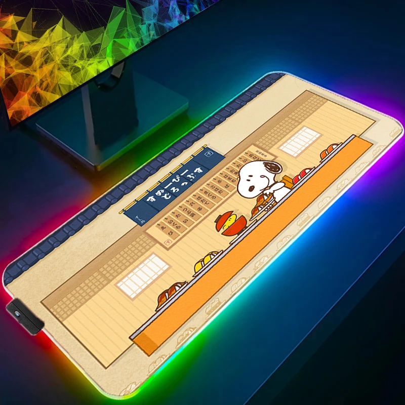 

RGB _ коврик для мыши Snoopy, большой резиновый противоскользящий коврик для мыши, женский роскошный Противоскользящий и водонепроницаемый Настольный коврик, Офисный Компьютерный коврик для мыши