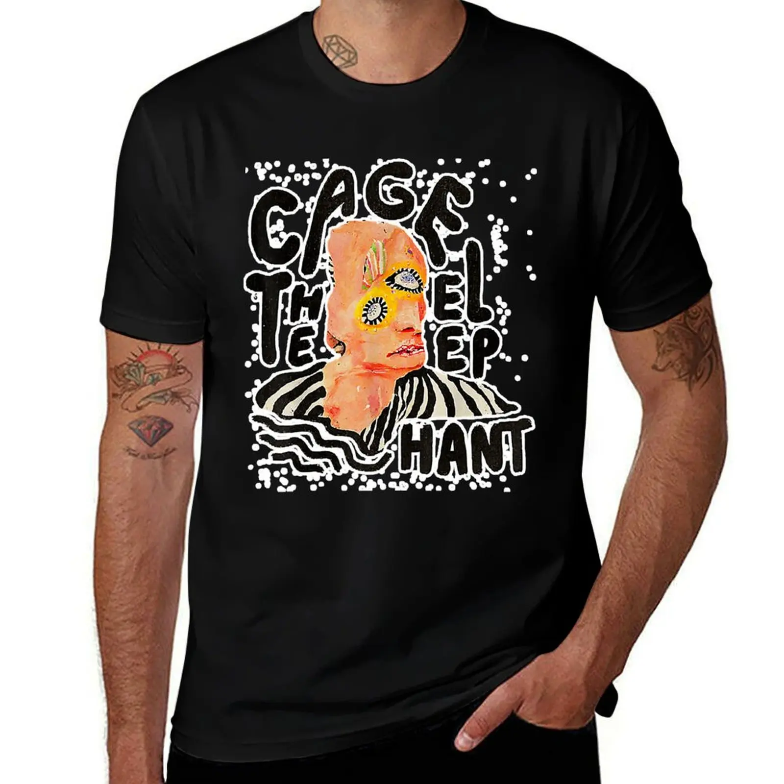 Retro Cages Distresseds The Elephant S T-Shirt Casual All Match Short Sleeve T-Shirt