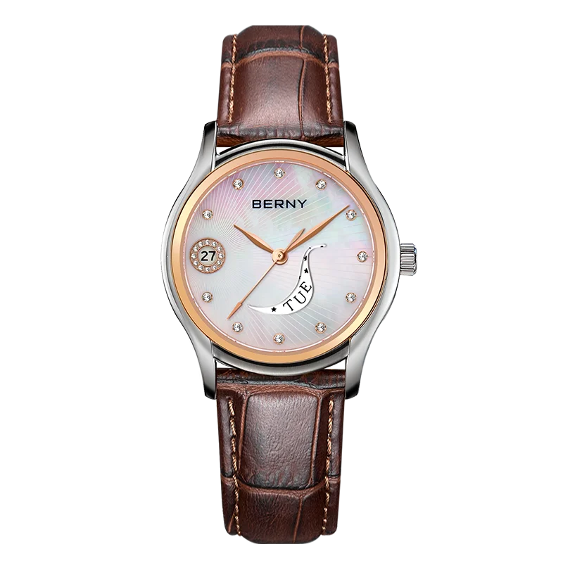 Quartz Wristwatches Calendar Clock Classic Brown Leather Ladies Wristwatch Luxury Fashion Elegant Women Watches Waterproof 3Bar