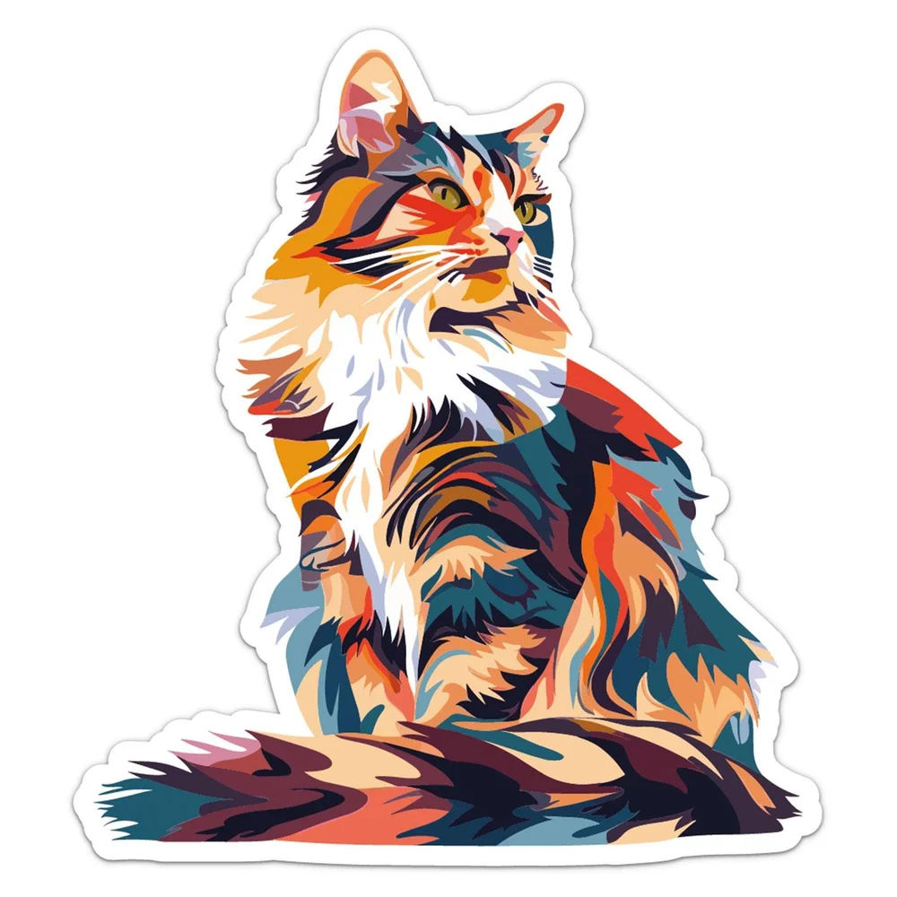 Colorful Siberian Cat Vinyl Car Sticker Self Adhesive Decal for Truck Window and Travel Case Exterior Decoration