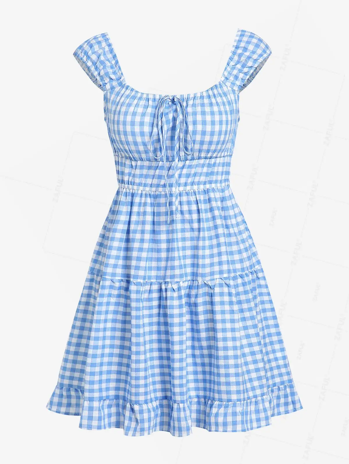 ZAFUL Gingham Tiered Mini Dress