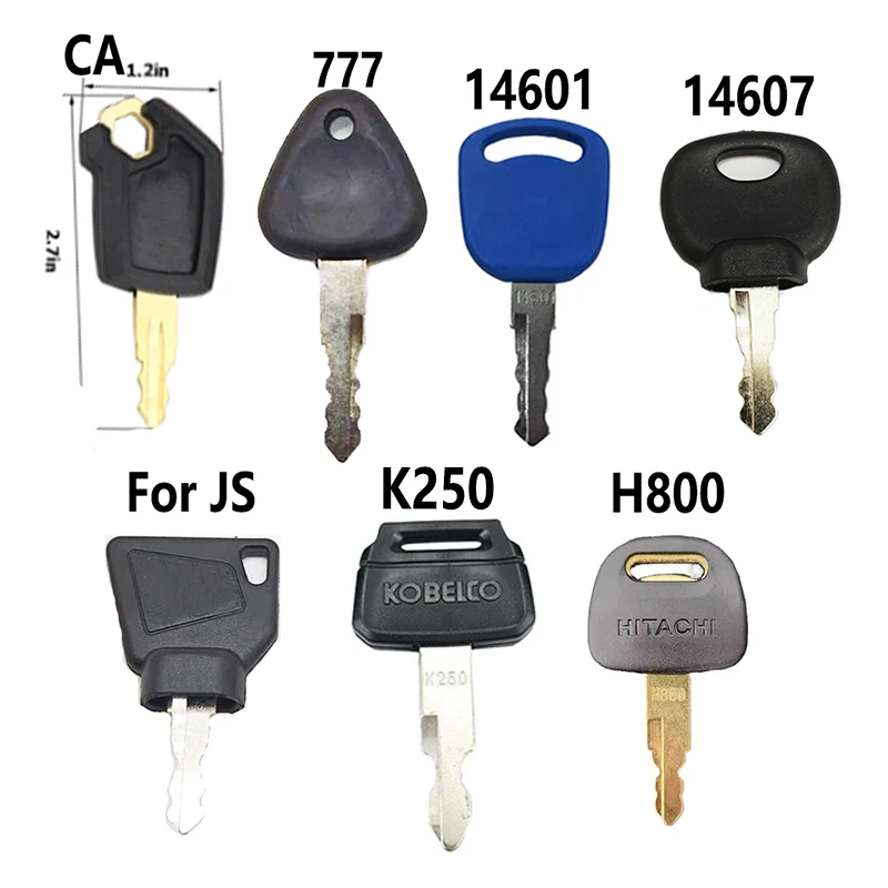 7pcs 14601 5P8500 14607 K250 H800 For JS For EC Ignition Key Plant Application Spare Tractor Construction Machinery Key Kit