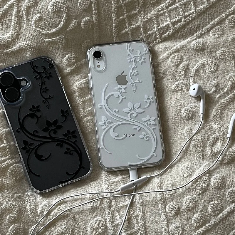 Kunstvolle Blumen-Handyhülle für iPhone 17 16 15 11 12 14 13 Pro Max Mini XS X XR 7 Plus 17E Stoßfeste Transparente Schutzhülle