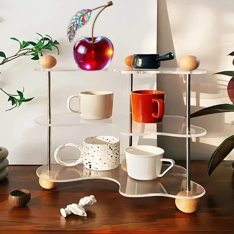 

Clear Acrylic Display Stand for Collectibles & Cups | Multi-Tier Showcase Rack for Figurines, Mugs & Kitchenware | Transparent