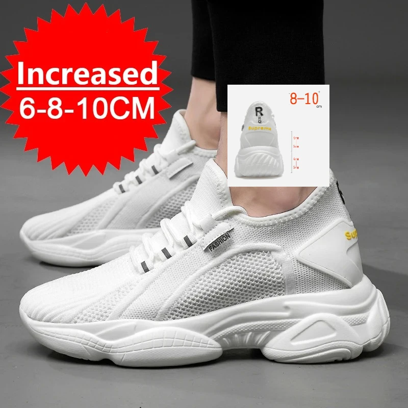 

New Summer Men Sneakers 8CM Elevator Shoes Hidden Height Increasing Shoes For Men 10CM Casual Sport Breathable Heightening Shoes