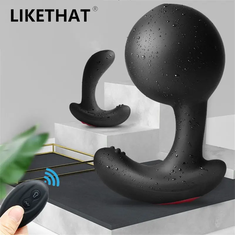 Inflatable Anal Plug Wireless Remote Control Pump Prostate Massage Vibrator Expansion Vibrating Anal Sex Toys For Men Woman