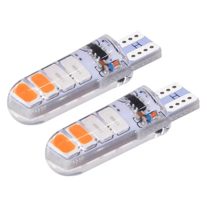 Car T10 LED Strobe Lights Silicone Dual Colors for Interior Flash Safety Lighting