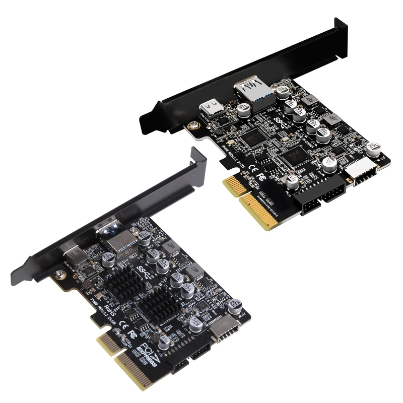 Pcie to USB 3.2 10Gbps Super Fast Adapter Type-E Front Type-C 19P Expansion Card