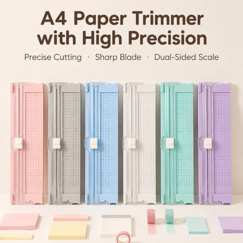 A4 Bidirectional Paper Trimmer, Portable Plastic Manual Slicer, Student Office Household Cutting Gadget, Neatly Trim Document