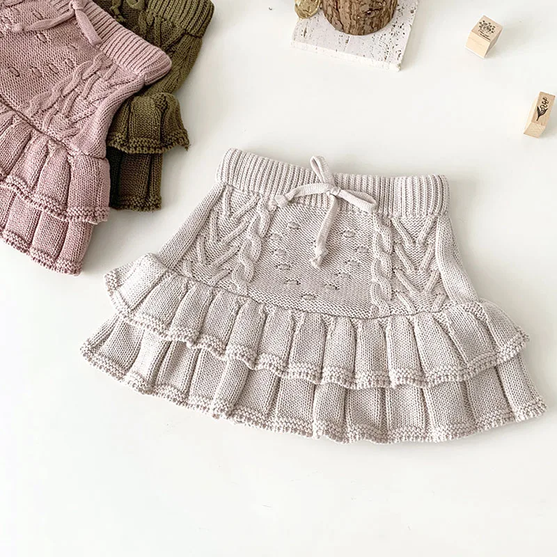 Autumn Spring 0-4Yrs Kids Knitting Solid Color Shorts Children Pants Baby Girl Knitting Short Skirt