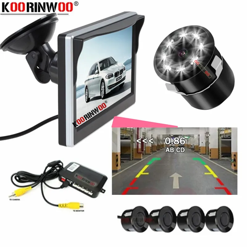 Koorinwoo Dual CPU Core Car Sensors For Camera Parking Monitor Car Warning Sensors Reverse LED Lights Camera Back Up Parktronic