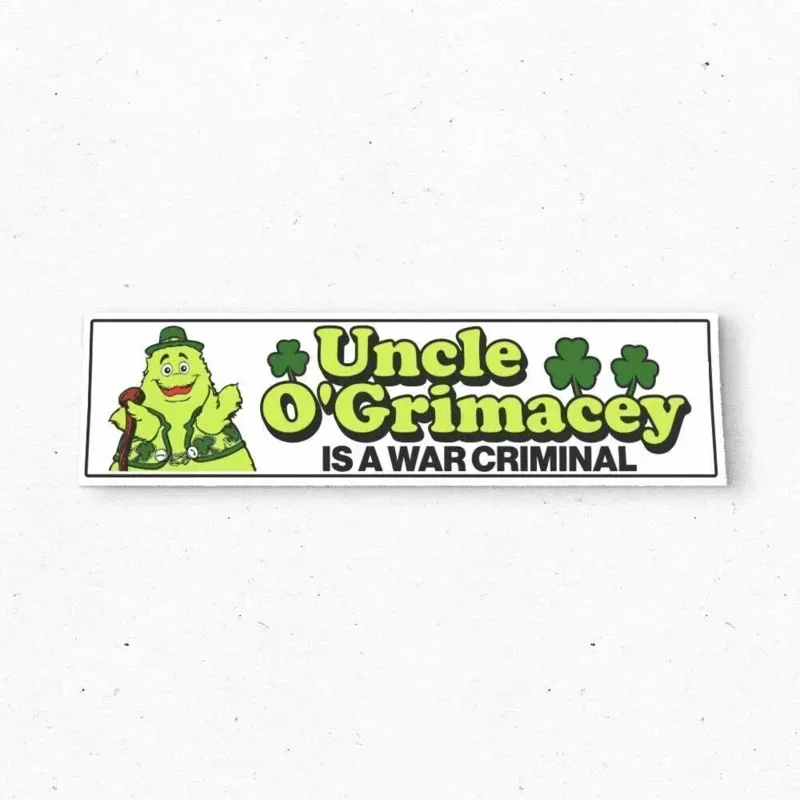 O'grimakey war criminal bumper sticker-funny VTG style grimace decal 80s 90s-bumper stickers-car stickers