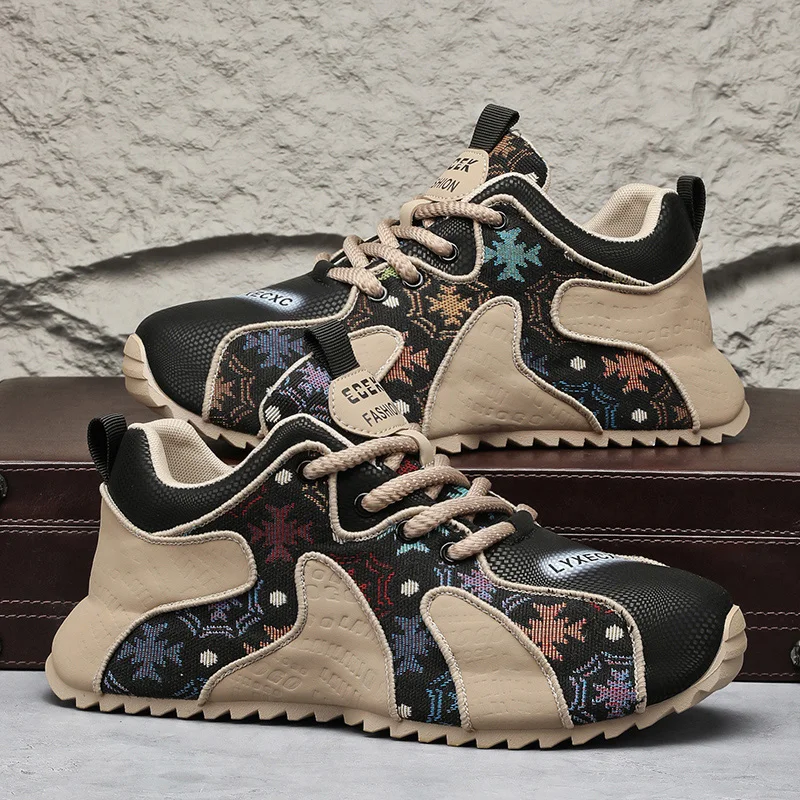 

Men's thick-soled sports shoes, outdoor casual shoes, fashionable breathable leather mesh shoes, height-increasing inner sole