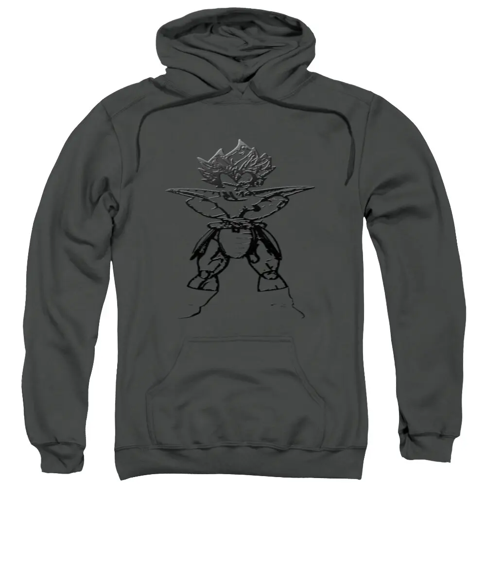 Felpa con cappuccio bianca con stampa di personaggi Dragon Ball Black Line Art Combat Pose Design Anime Streetwear per adulti e bambini Casual