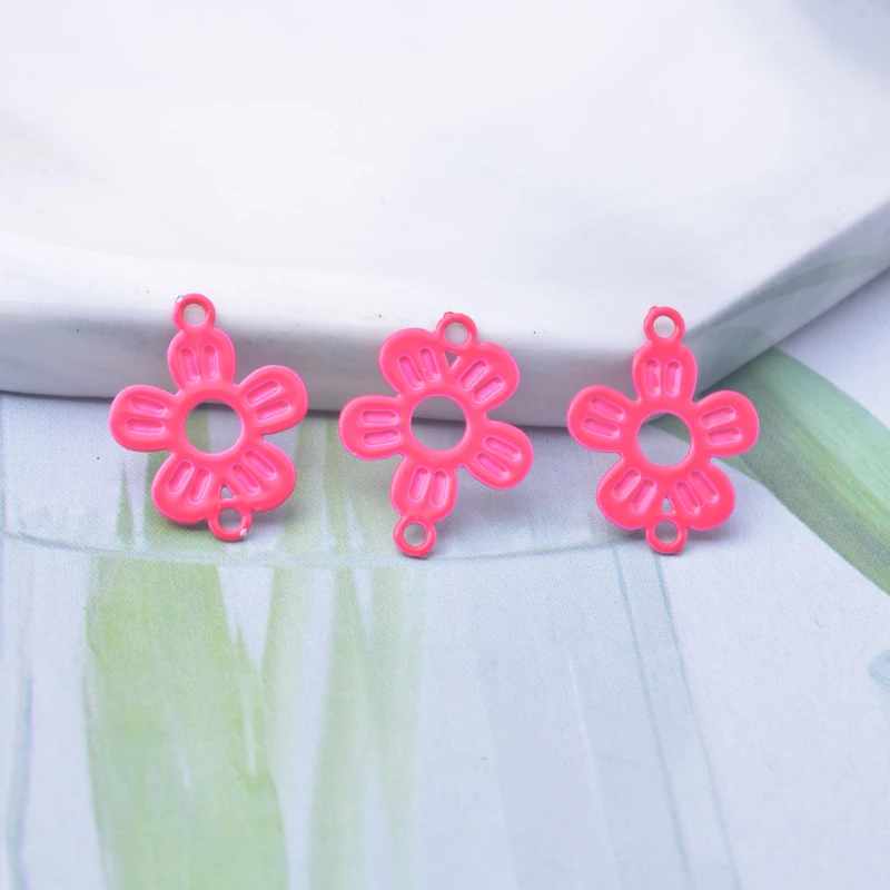 100 Stück/Lot AC10887 10*14mm Messing Kleine Blumen-Verbindungsstücke Bunte Schmuck-Ohrring-Accessoires – Detail 10