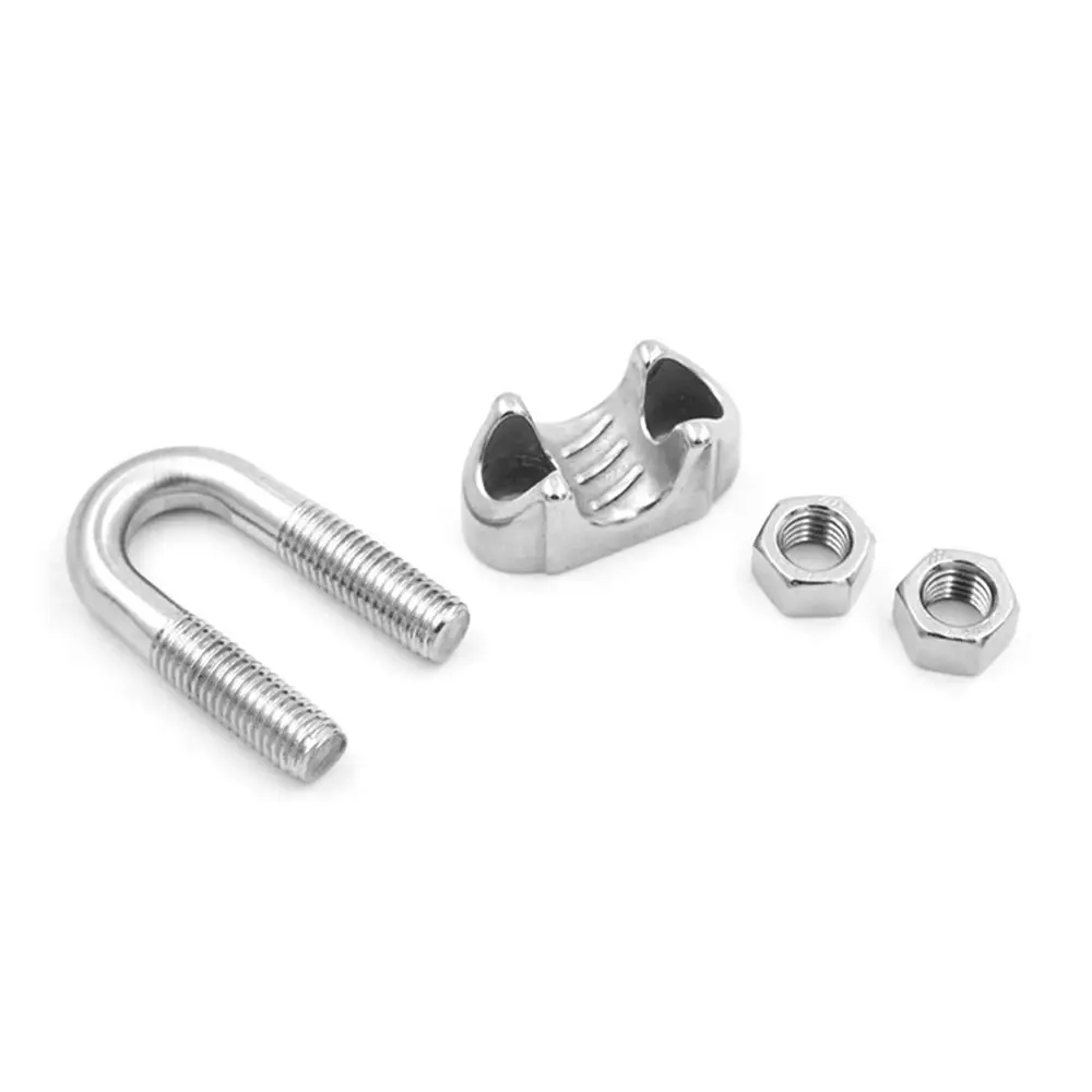 1Pc M2/3/4/5/6/8/10/12/14mm Wire Rope Sleeve Fixing Clip U Type Cable Clip Hardware 304 Stainless Steel Wire Clamp Bolts Rigging