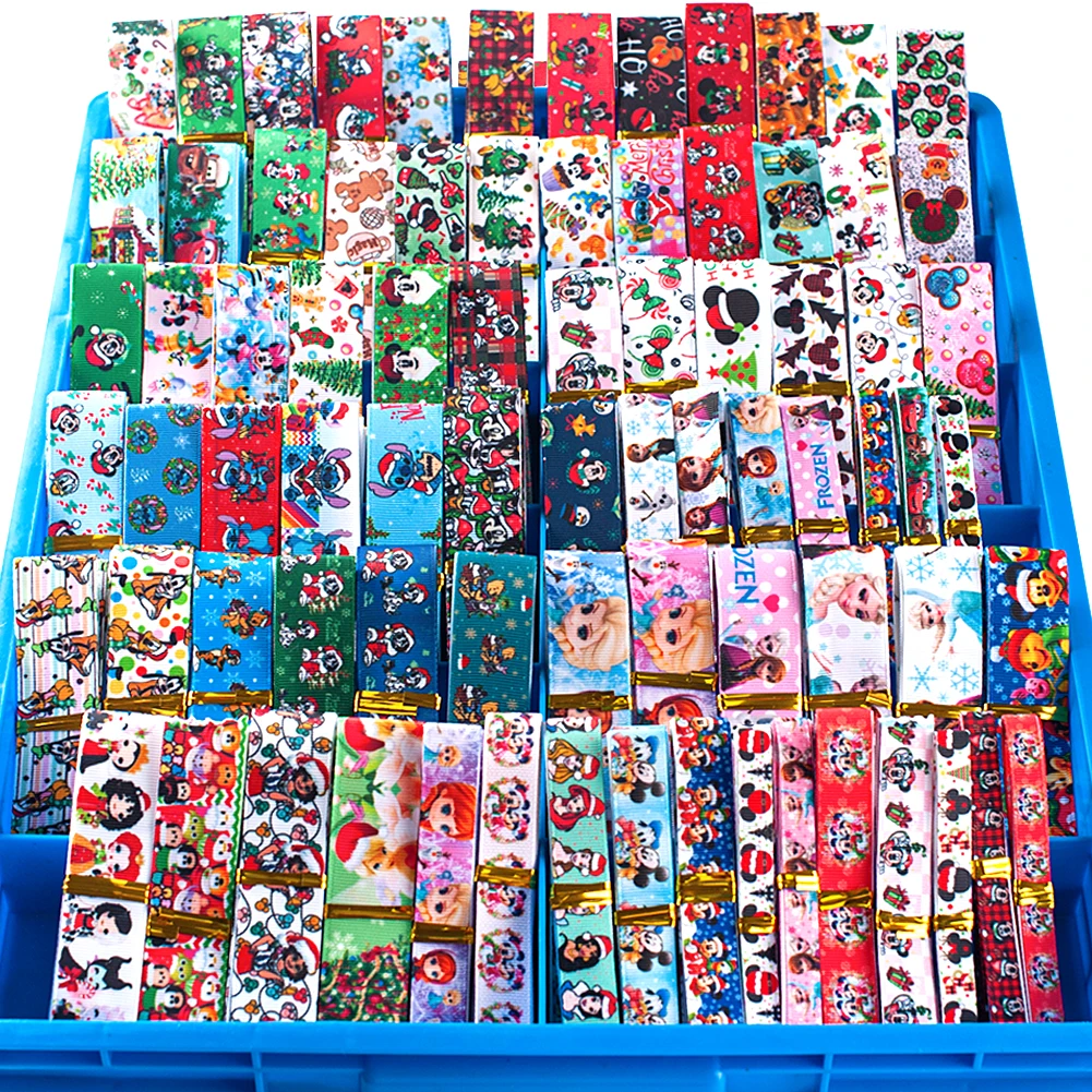 New Mix Ribbon Christmas Disney Cartoon Mixed Style/size Randomly 12y/lot (1y/pc) Hairbow Ribbon