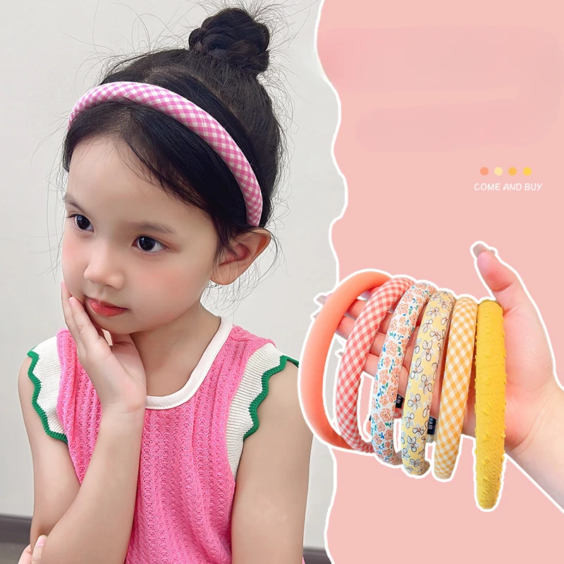 3 Pcs/Set New Women Girls Plaid Floral Colors Broadside Hairbands Sweet Children Vintage Cute Hair Hoop Kids Hair Accessories