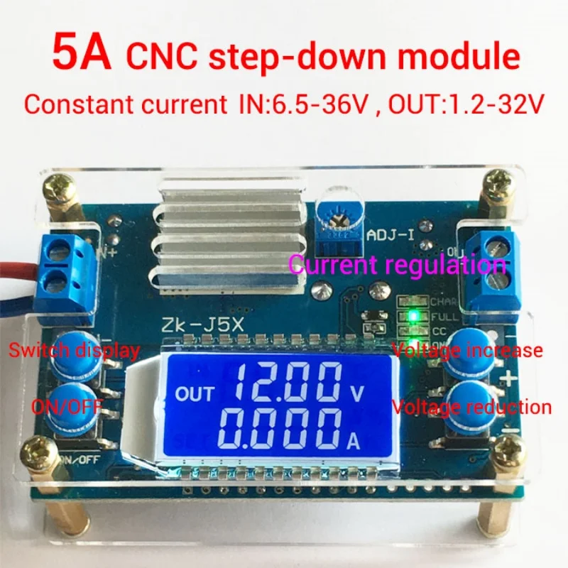 

J5X 5A CNC step-down module DCDC adjustable constant voltage and constant current LCD button to set voltage