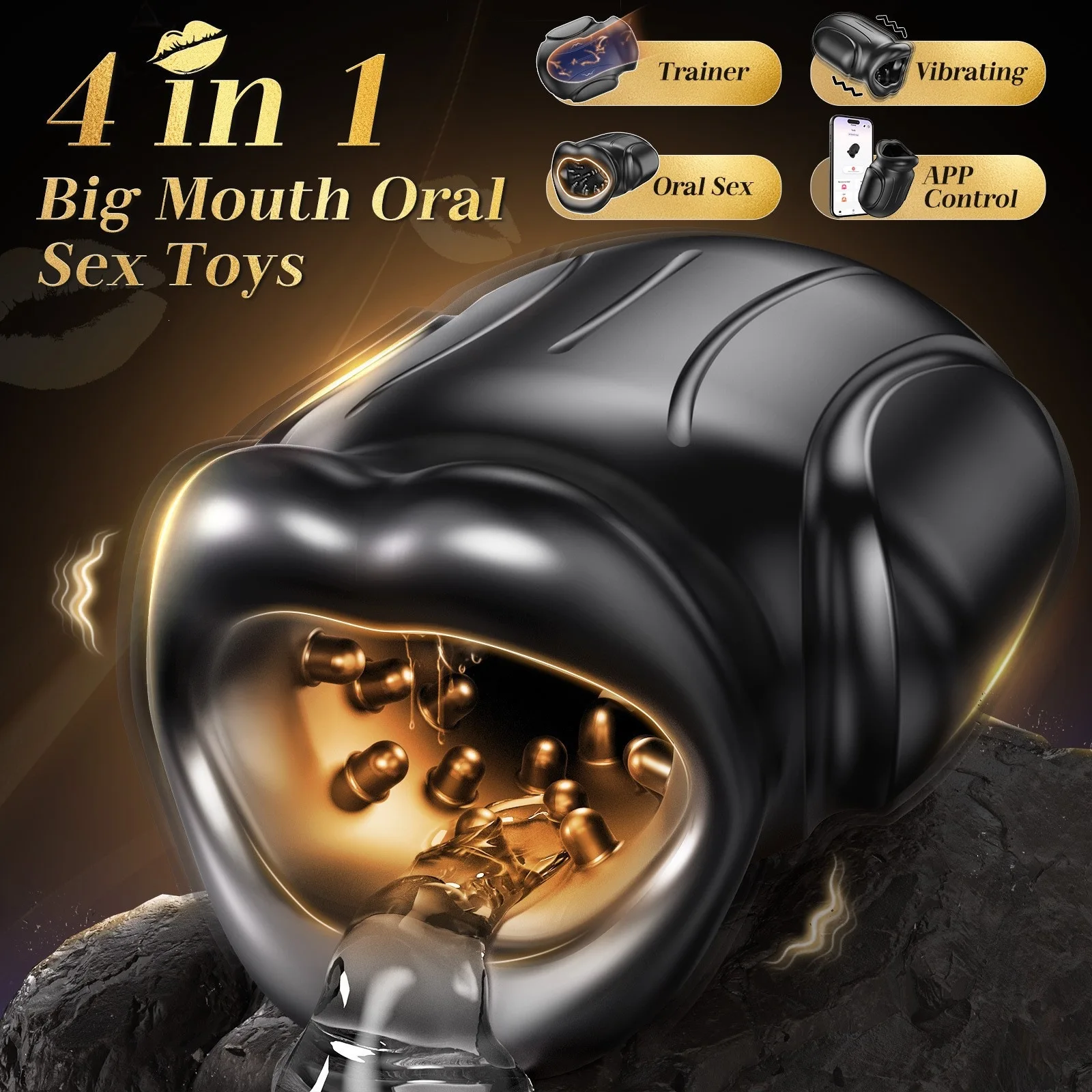 APP Mouth Blowjob Male Masturbator Stroker Trainer Adult Toys Prolong Endurance Pocket Pussy Penis Vibrator Mens Sex Machine Toy - view 3