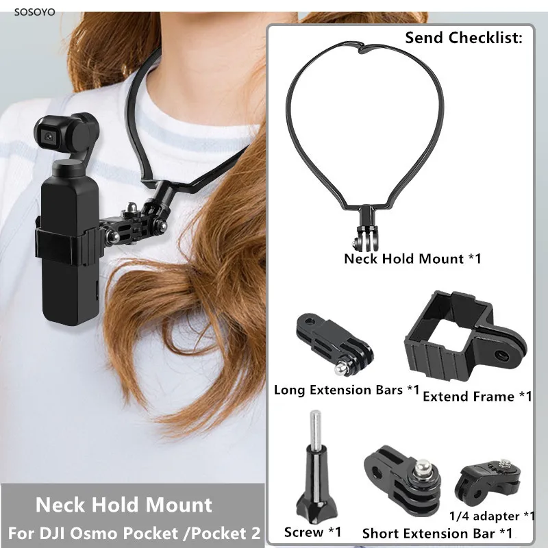 6 in 1 Neck Bracket Hold Mount Lanyard Strap Expand Frame 1/4 Adapter Set For DJI Osmo Pocket 1 Pocket 2 Camera Accessories