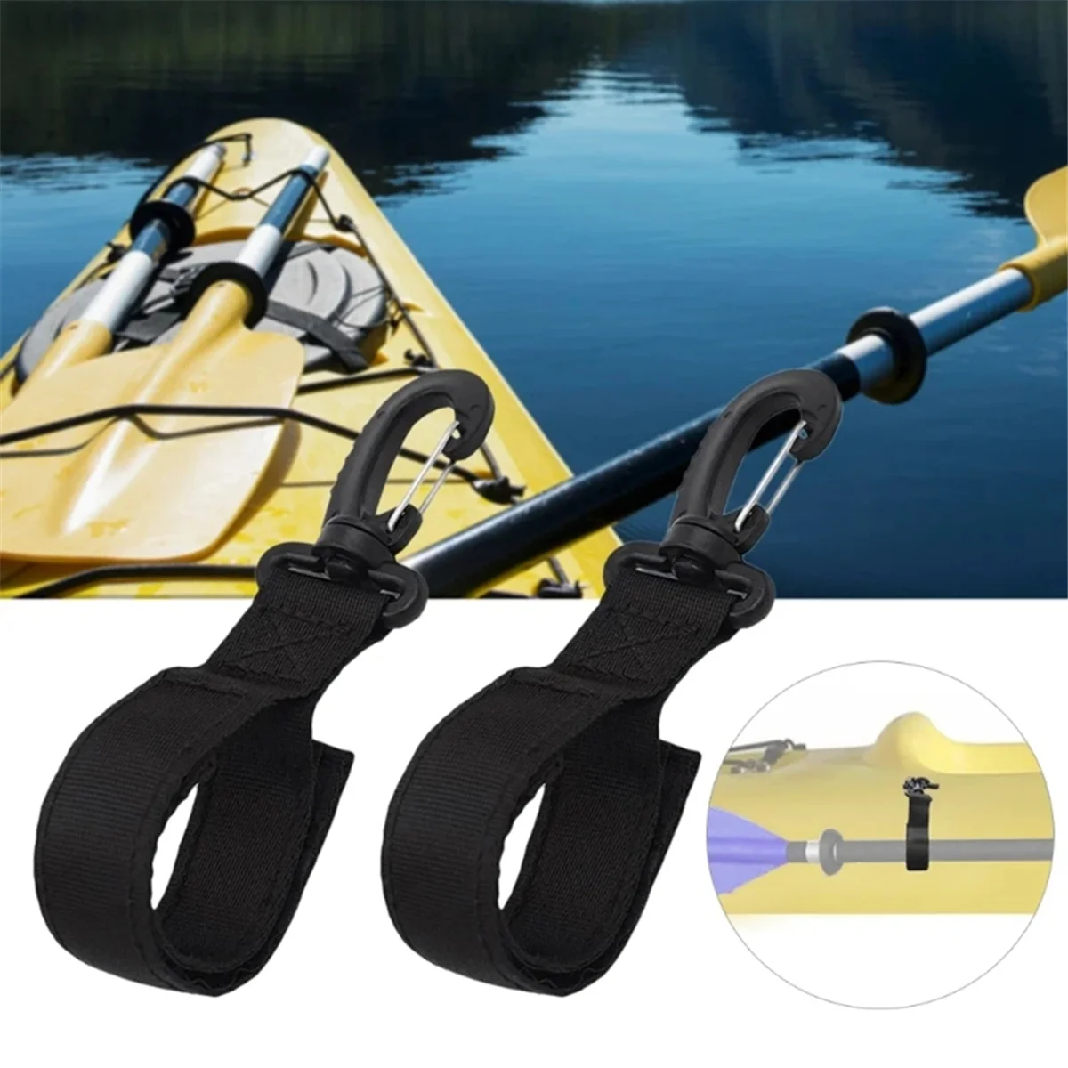 A52TPaddle Storage Clip Paddle Holder Kayak Boat Fishing Rod Holder Clip,Inflatable Boat Paddle Oar Strap Webbing