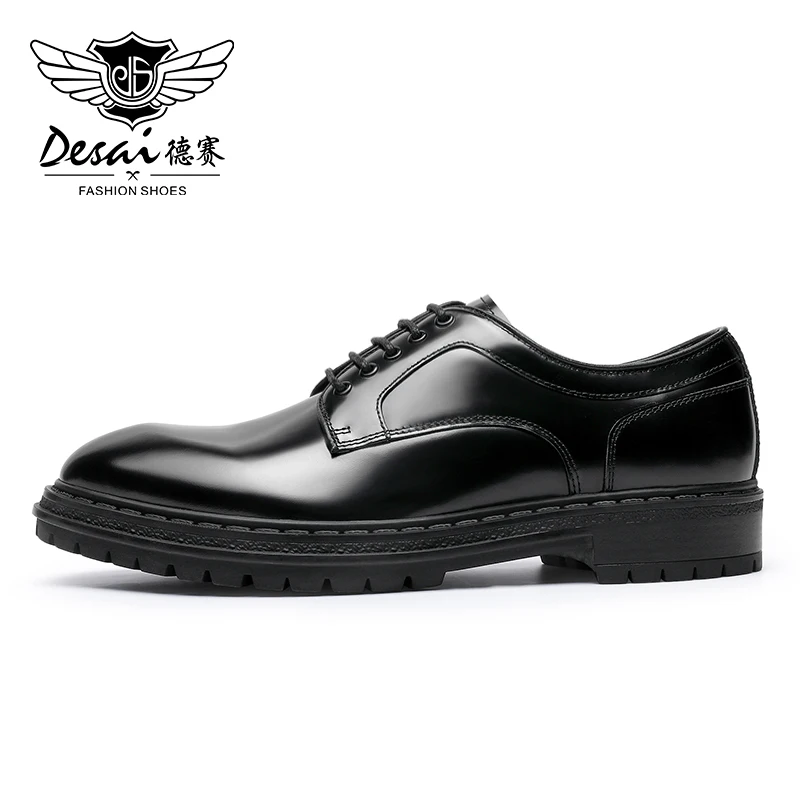 Desai Genuine Leather Shoes Men Shining Derby Design Business Shoes For Man Brand Footwear Men\'s Casual Shoes Classic 2023