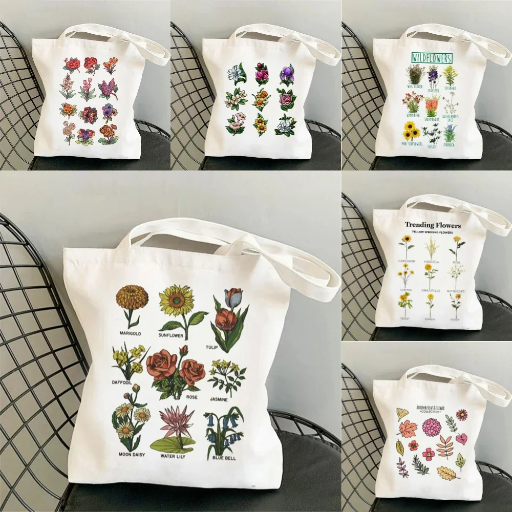 

Большая вместительная холщовая сумка с ботаническим принтом, многофункциональная сумка для ежедневного использования, для путешествий и экологически чистых покупателей, для любителей цветов