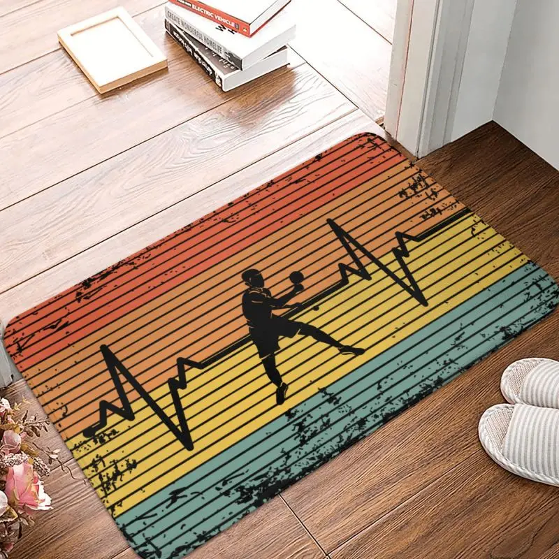 Vintage Heartbeat Table Tennis Front Door Floor Entrance Mats Outdoor Ping Pong Kitchen Bathroom Doormat Balcony Carpet Rug