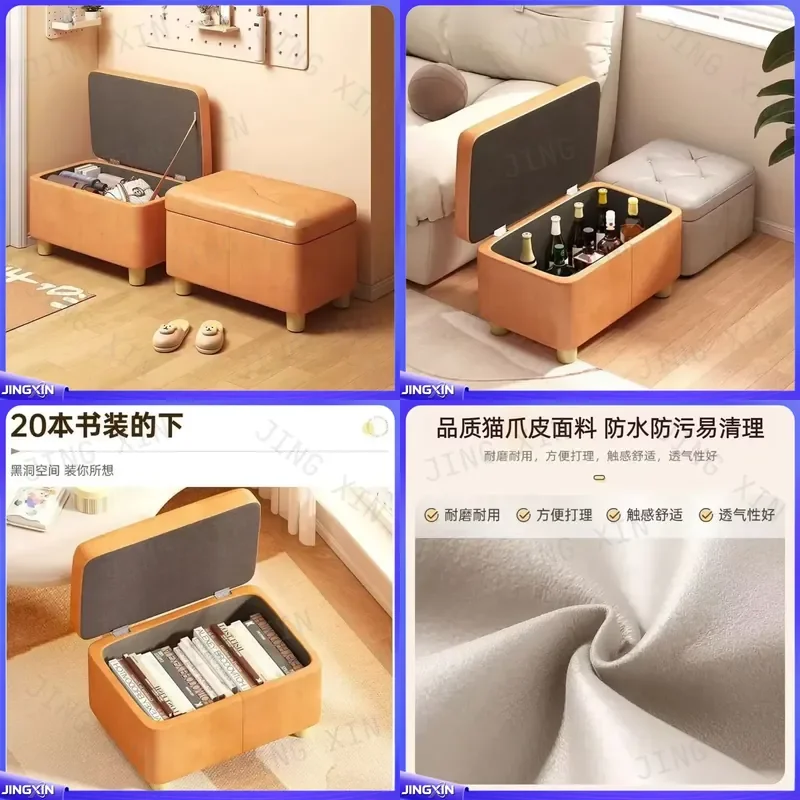 Custom for Multifunctional Shoe Changing Stool Storage Ottoman Compact Living Room Bench Space Saving Footrest Seat Box